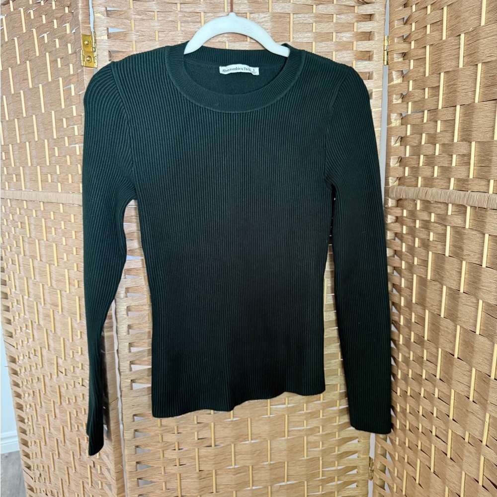 ABERCROMBIE Green Ottoman Crew Top